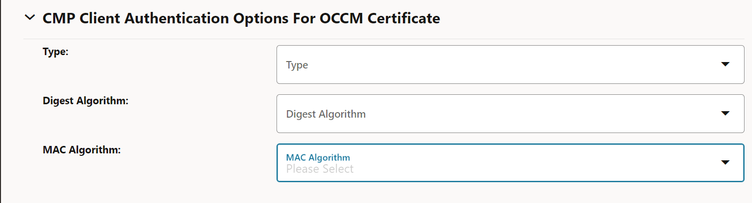 CMP Client Authentication Options For OCCM Certificate