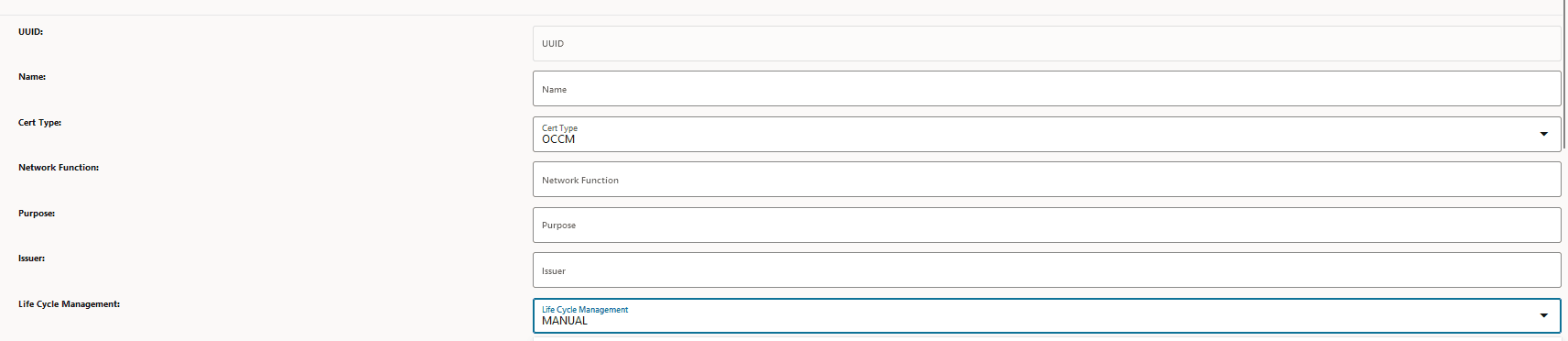 OCCM Certificate Configuration