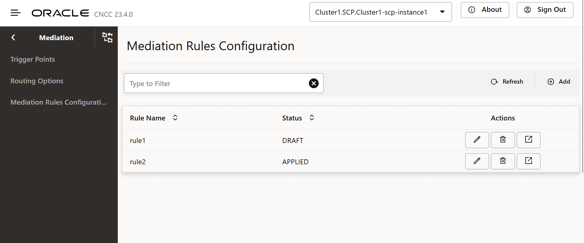Mediation Rules Configuration