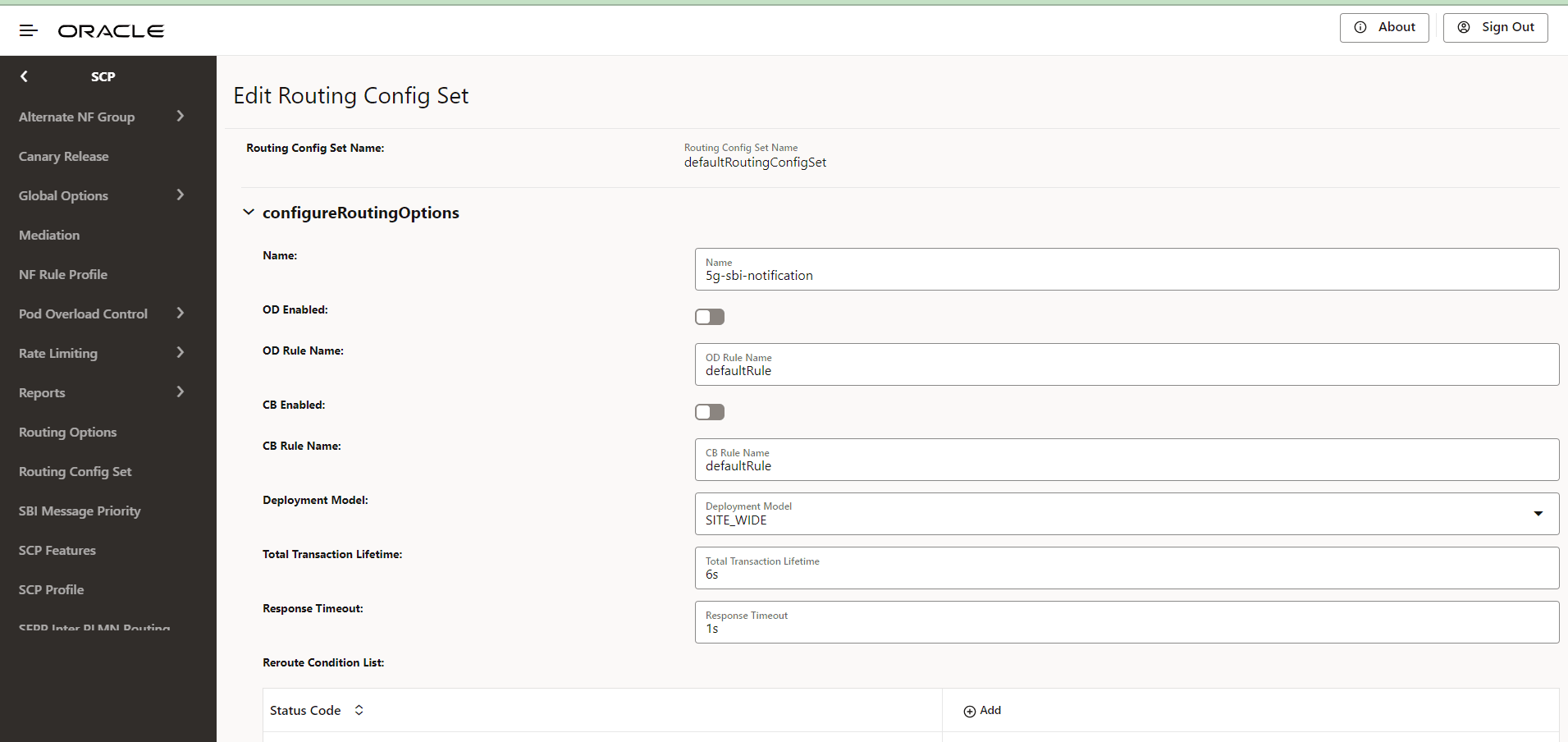 Edit Routing Config Set