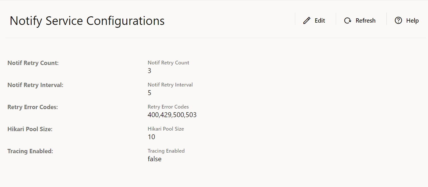 Notify Service Configurations Notify Service Configurations
