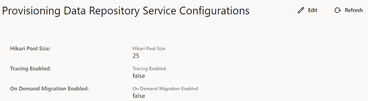 Provisioning Data Repository Service Provisioning Data Repository Service