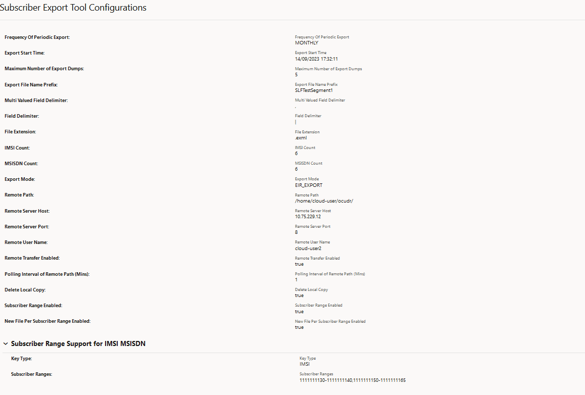 Subscriber Export Tool Configurations Subscriber Export Tool Configurations