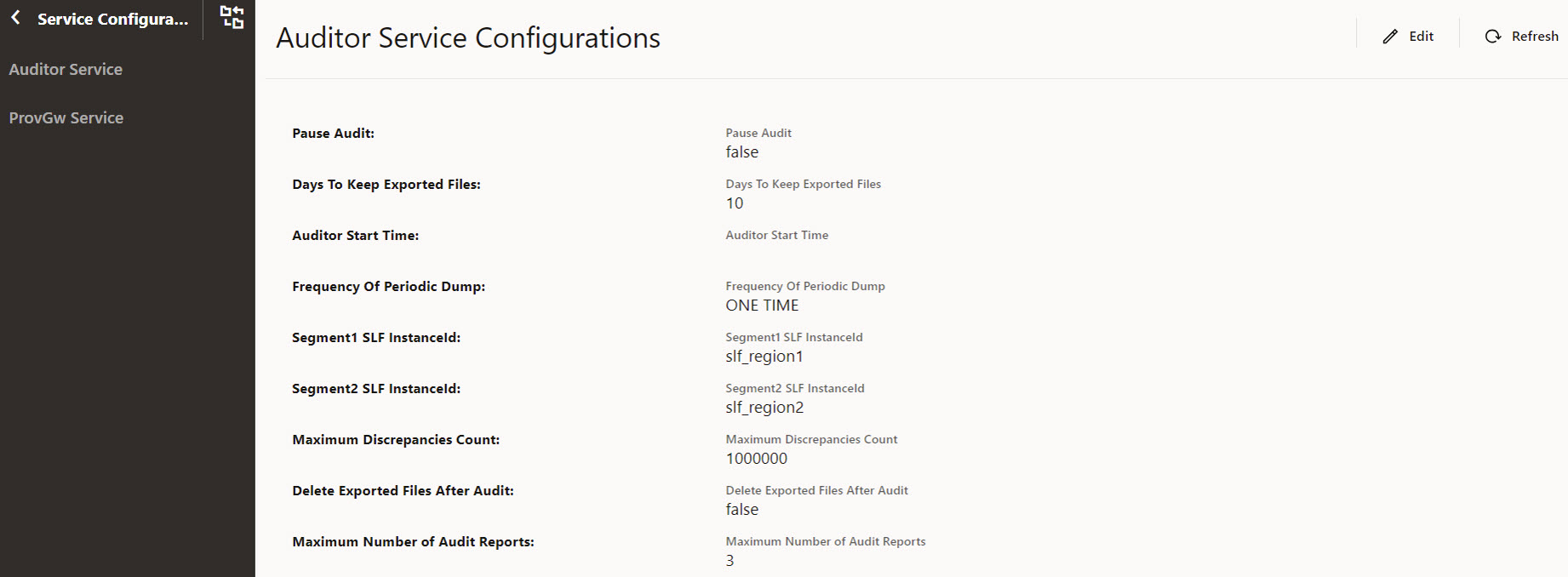 Auditor Service Service Configurations