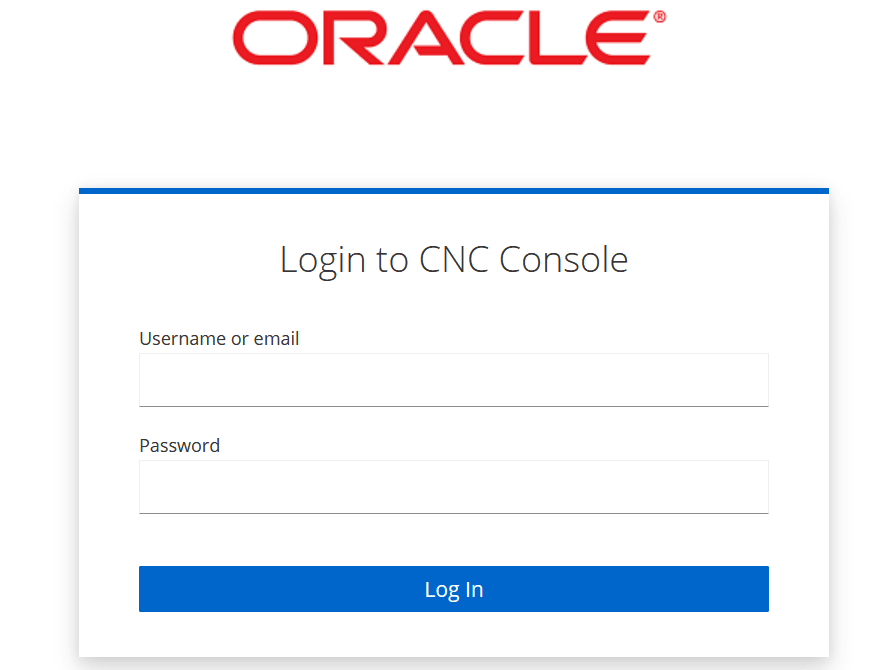 CNC Console Login Page