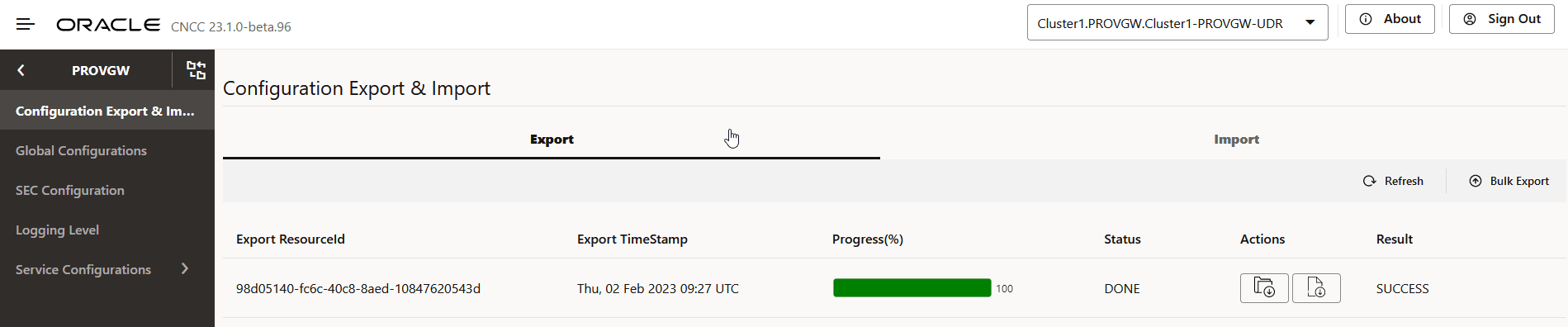 Configuration Export and Import