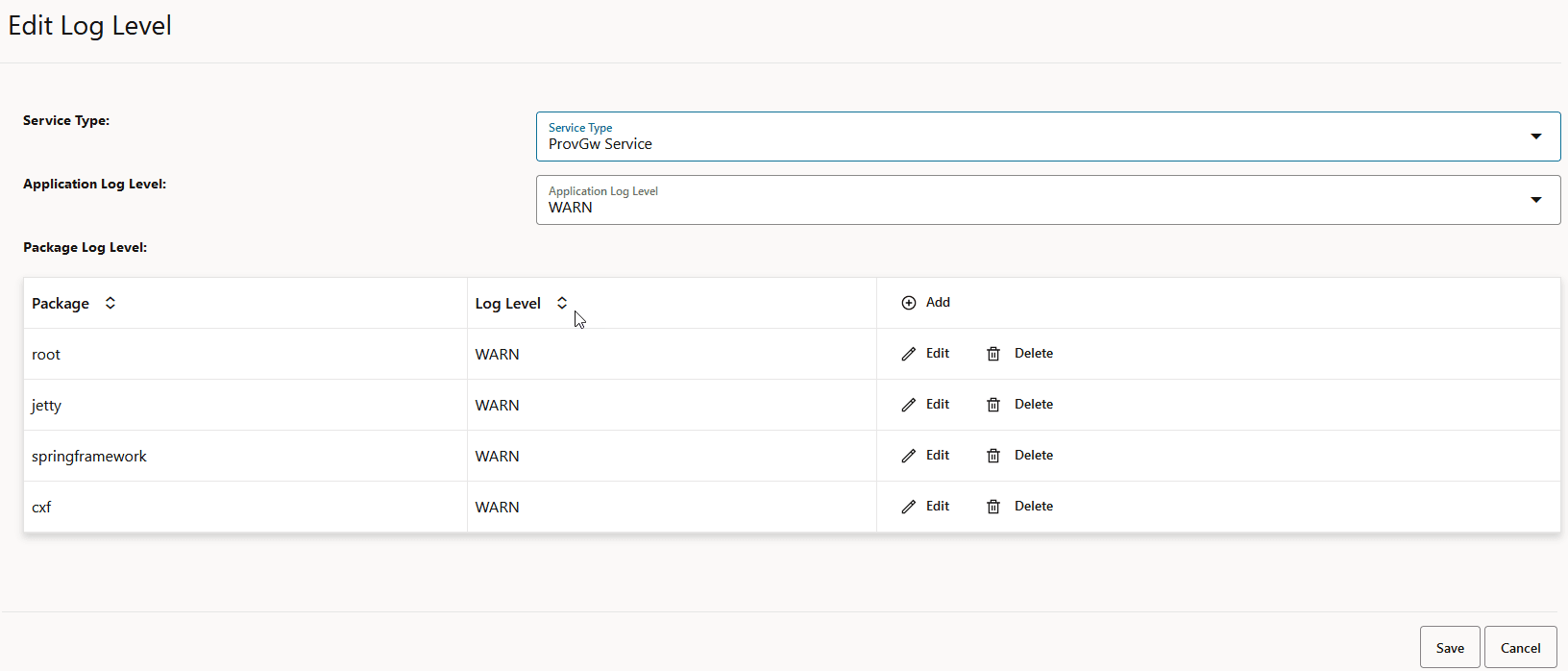Sample: Edit Log Level