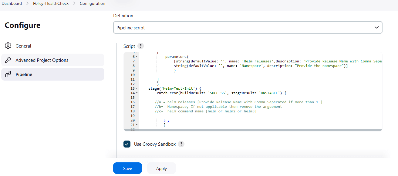 Helm Test Script
