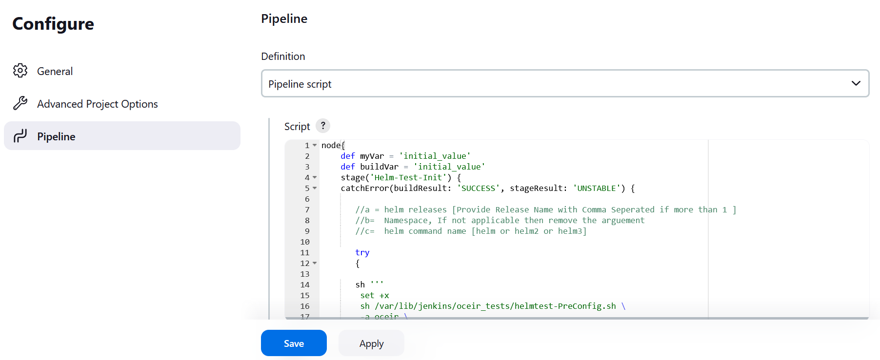 EIR-HealthCheck Pipeline configuration