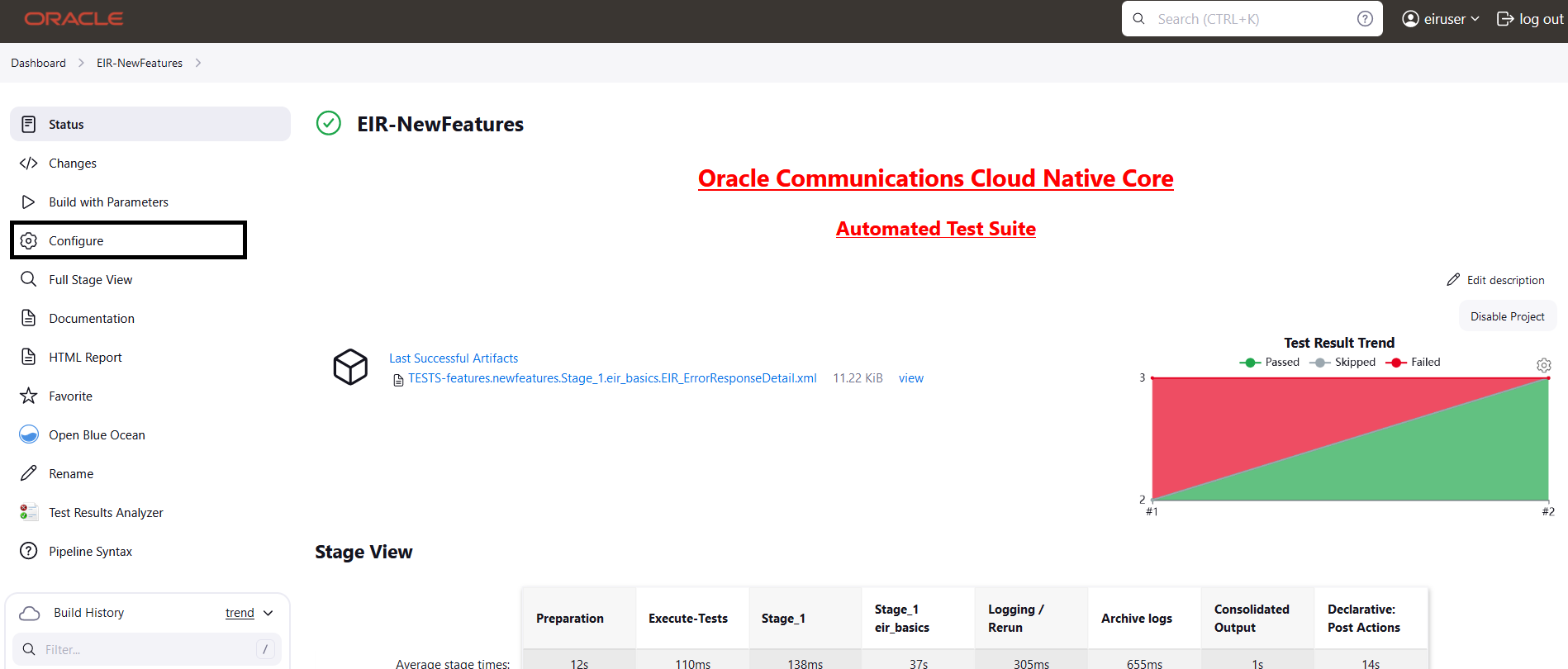 EIR NewFeatures Pipeline
