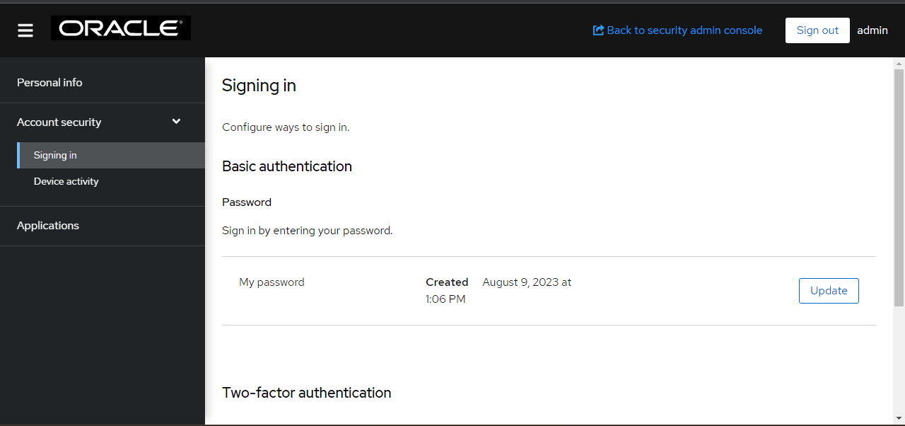 Update Password