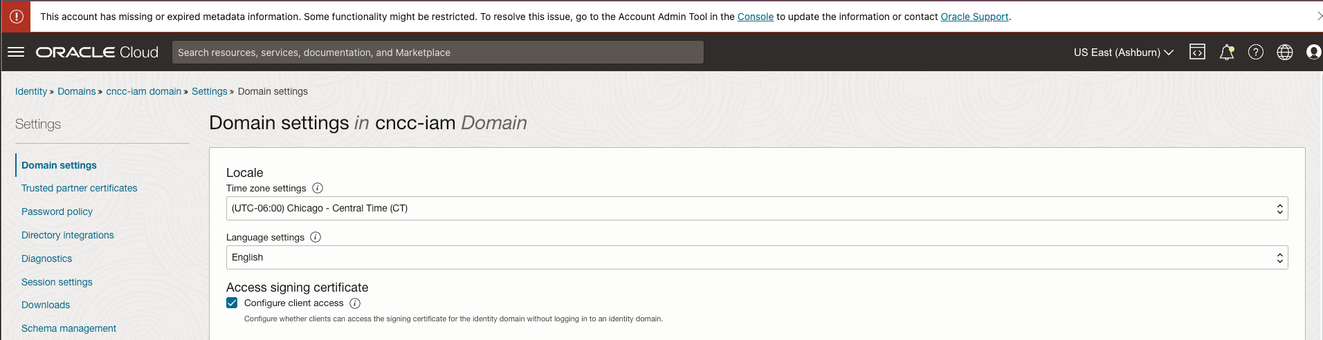 Domain Settings