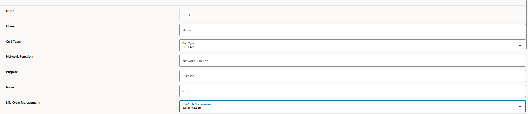 OCCM Certificate Configuration using Pre-shared Key