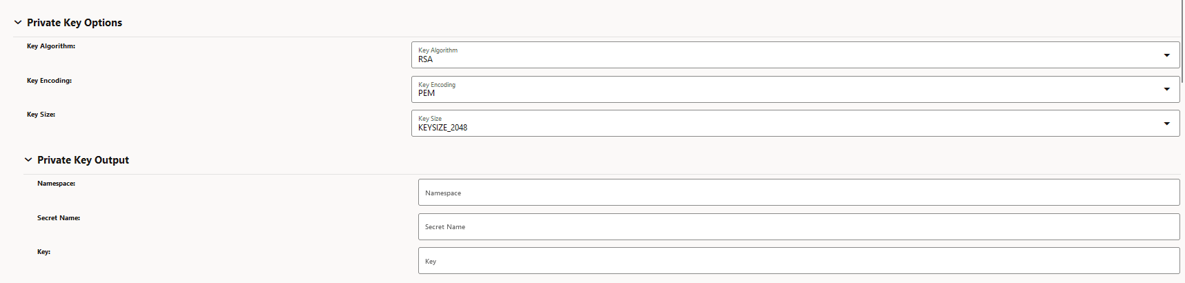 Private Key Options