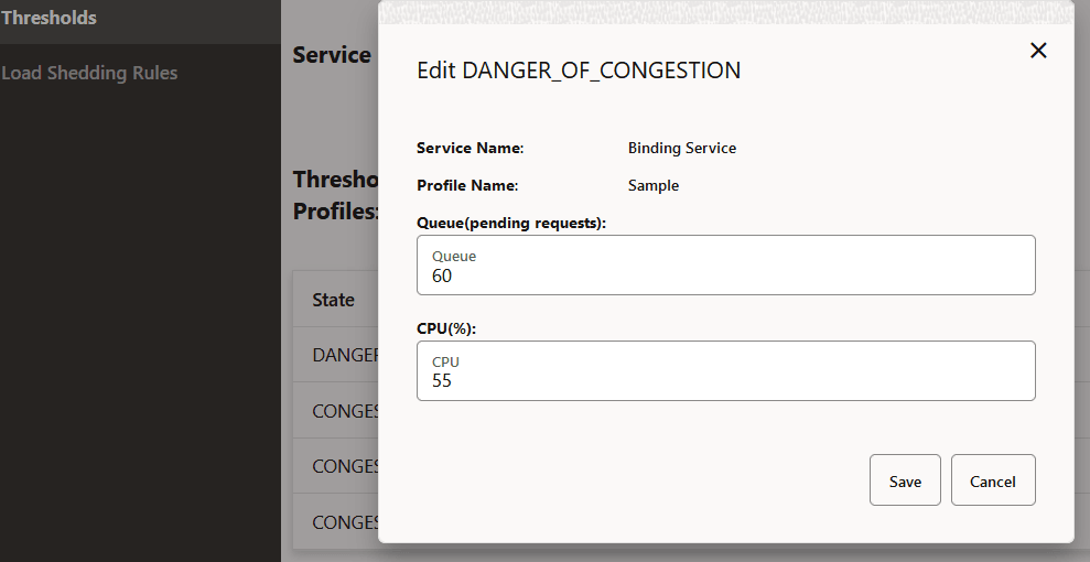 Edit Congestion State - DOC state