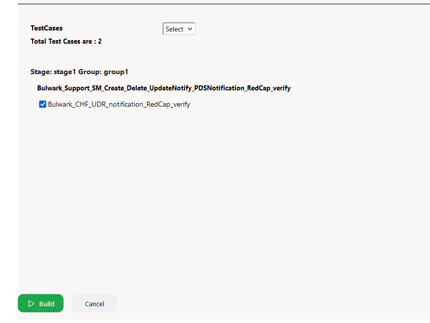 Scenario or Testcase Selection