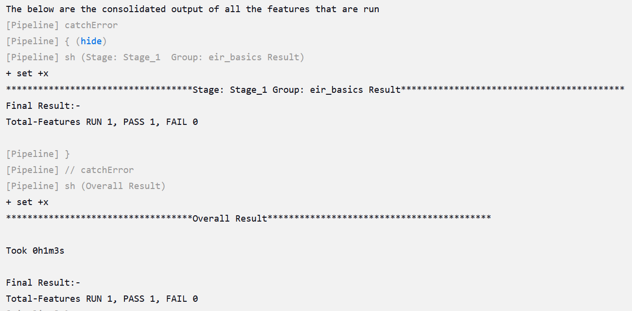EIR-NewFeatures Pipeline Consolidated Automation Suite Test Report