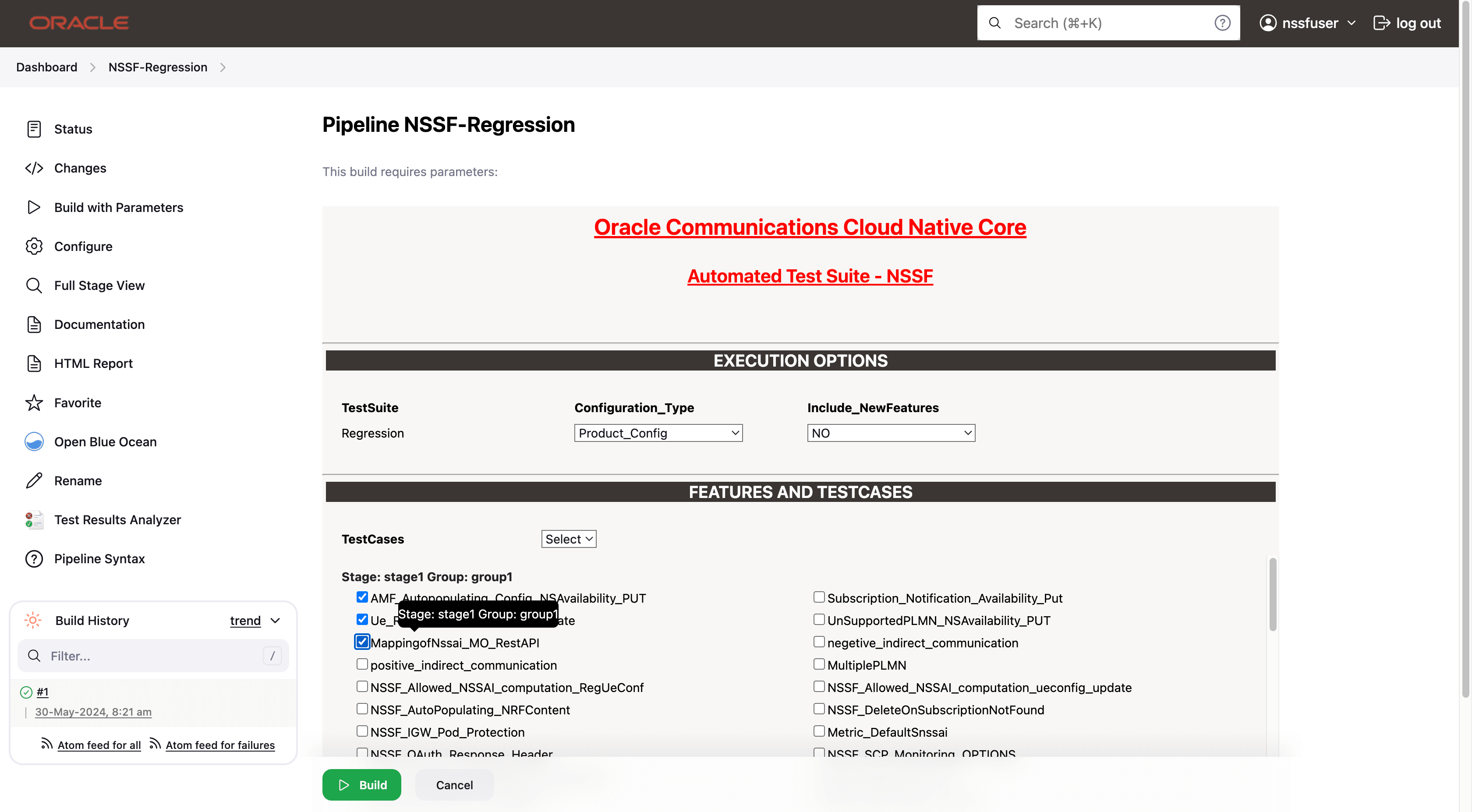 NSSF-Regression - Build with Parameters 2