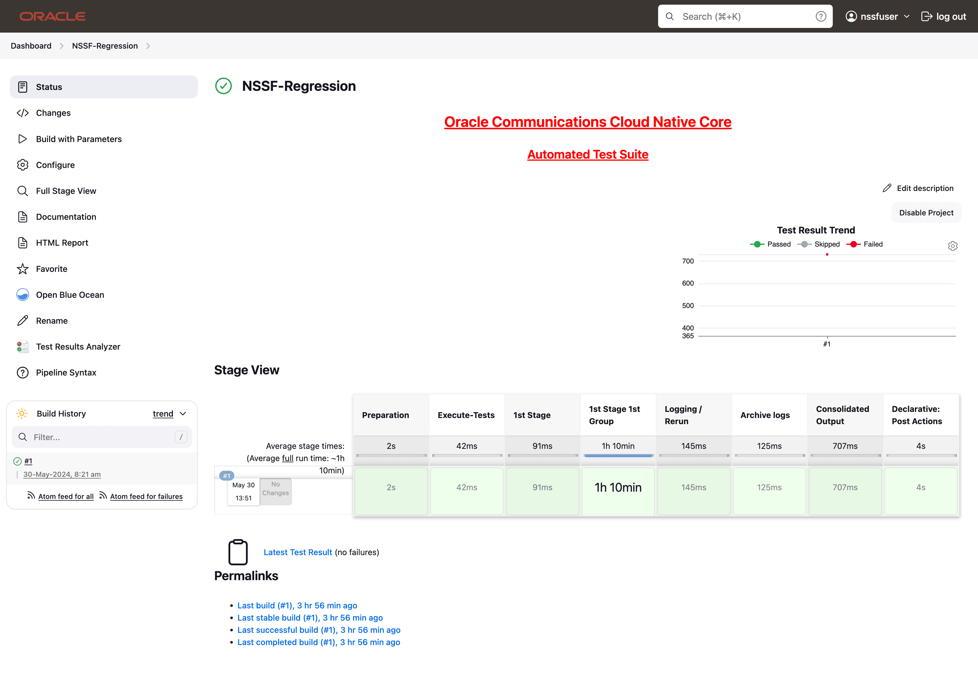 NSSF Regression pipeline