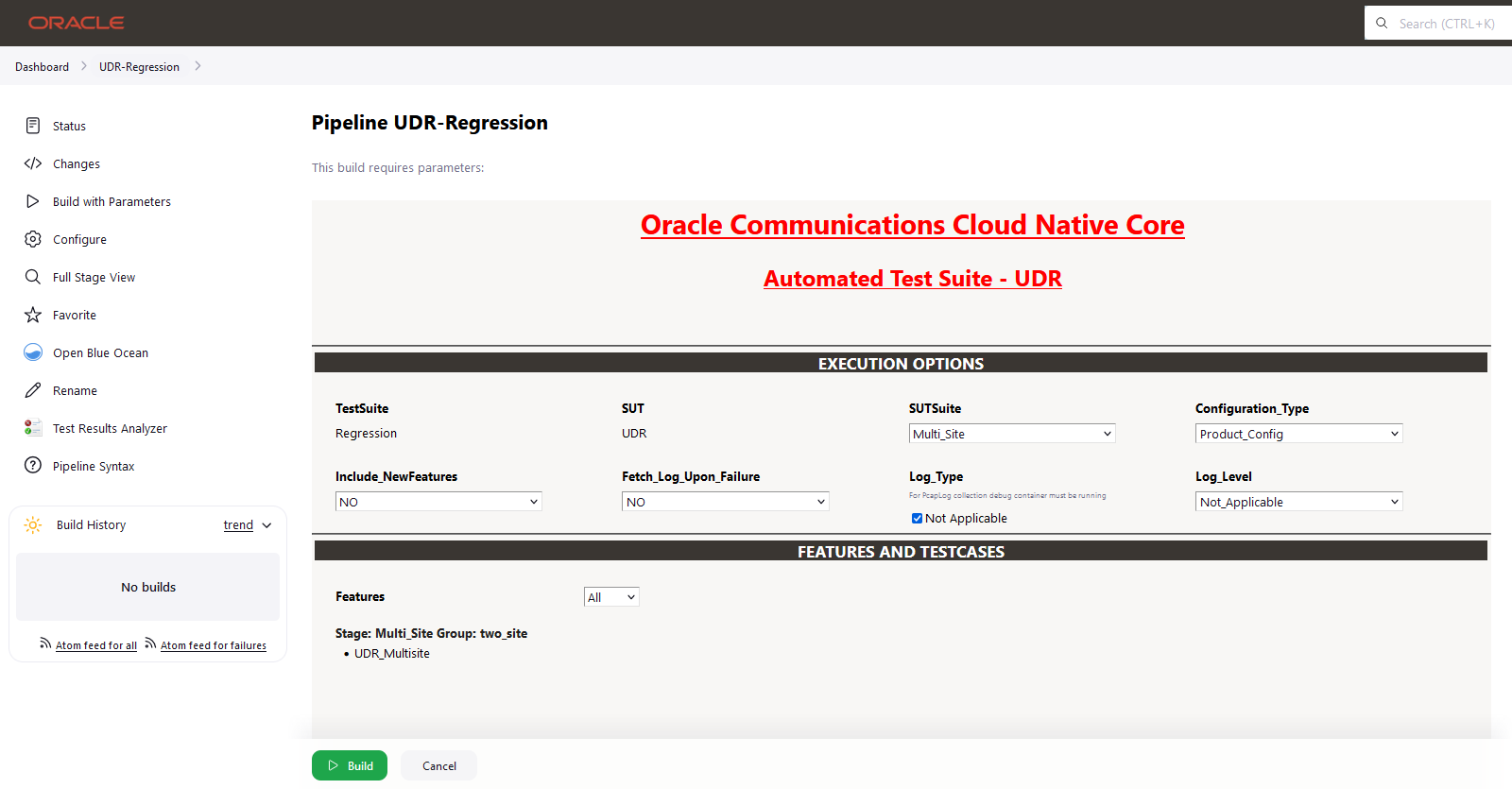 UDR Regression Pipeline Multiple Site Deployment