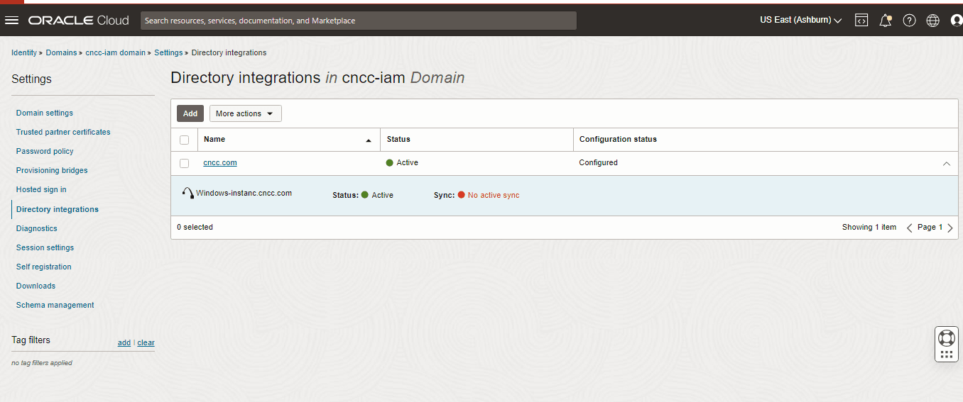 Directory integration in cncc-iam Domain