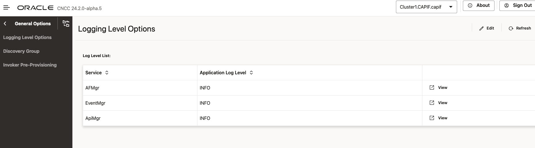 Logging Level Options