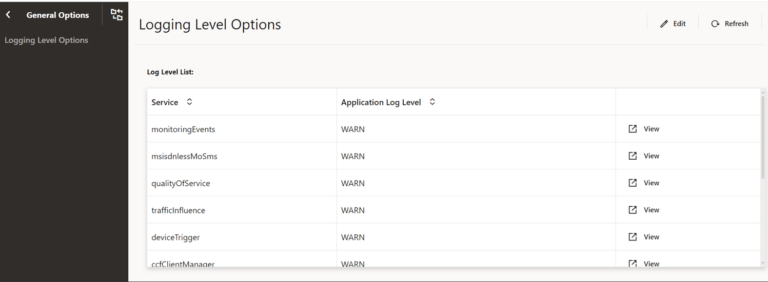 Logging Level Options