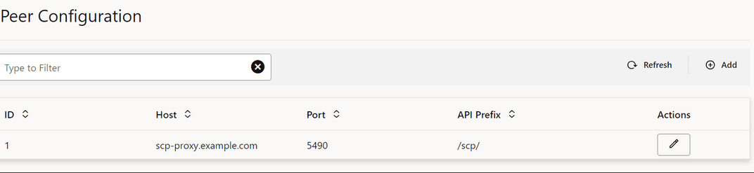 Peer Configuration - Edit