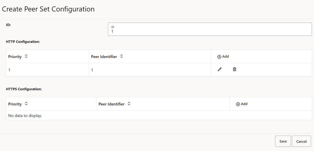 Create Peer Set Configuration