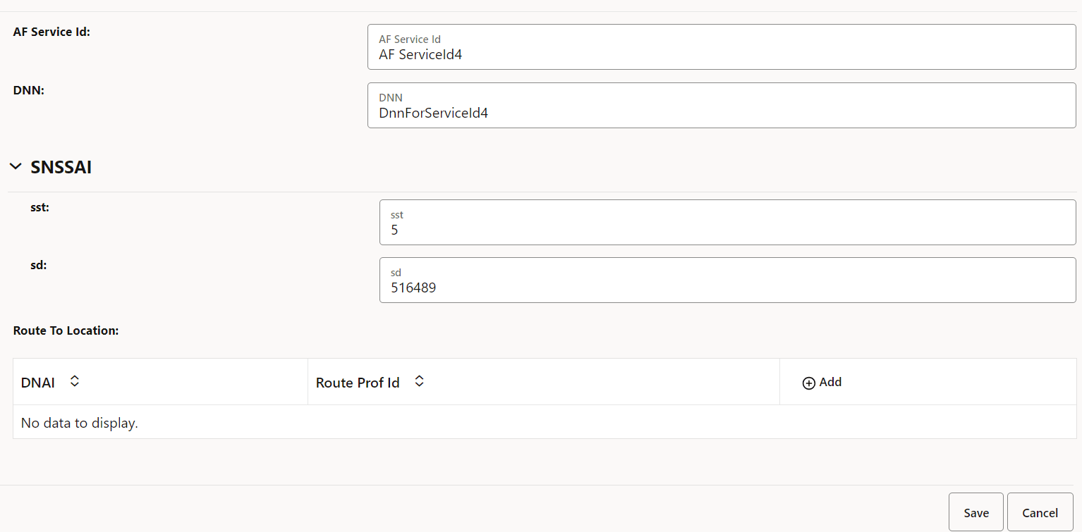 AF Service Id Edit Page