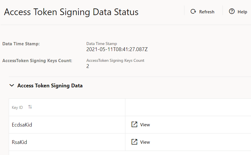 Access Token Signing Data Status Access Token Signing Data Status