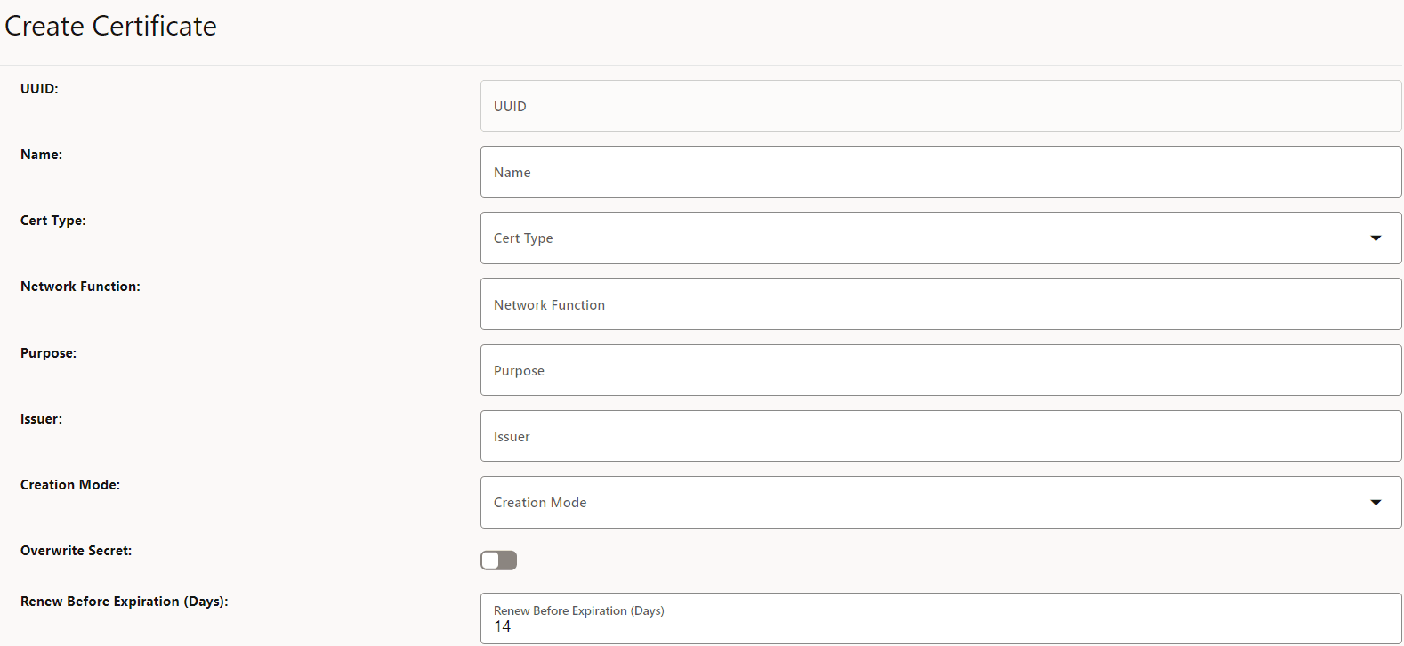 Create OCCM Certificate