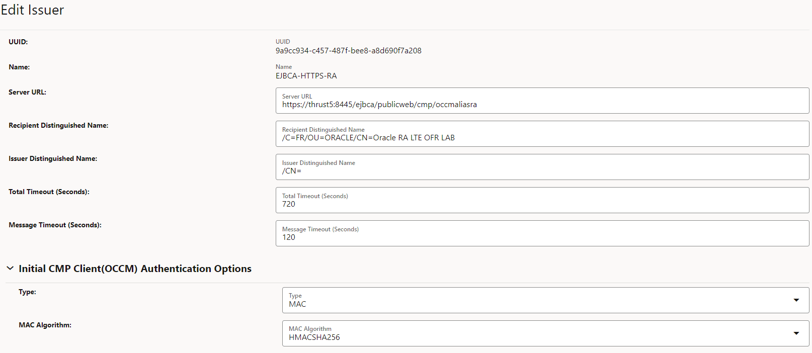 Edit Issuer