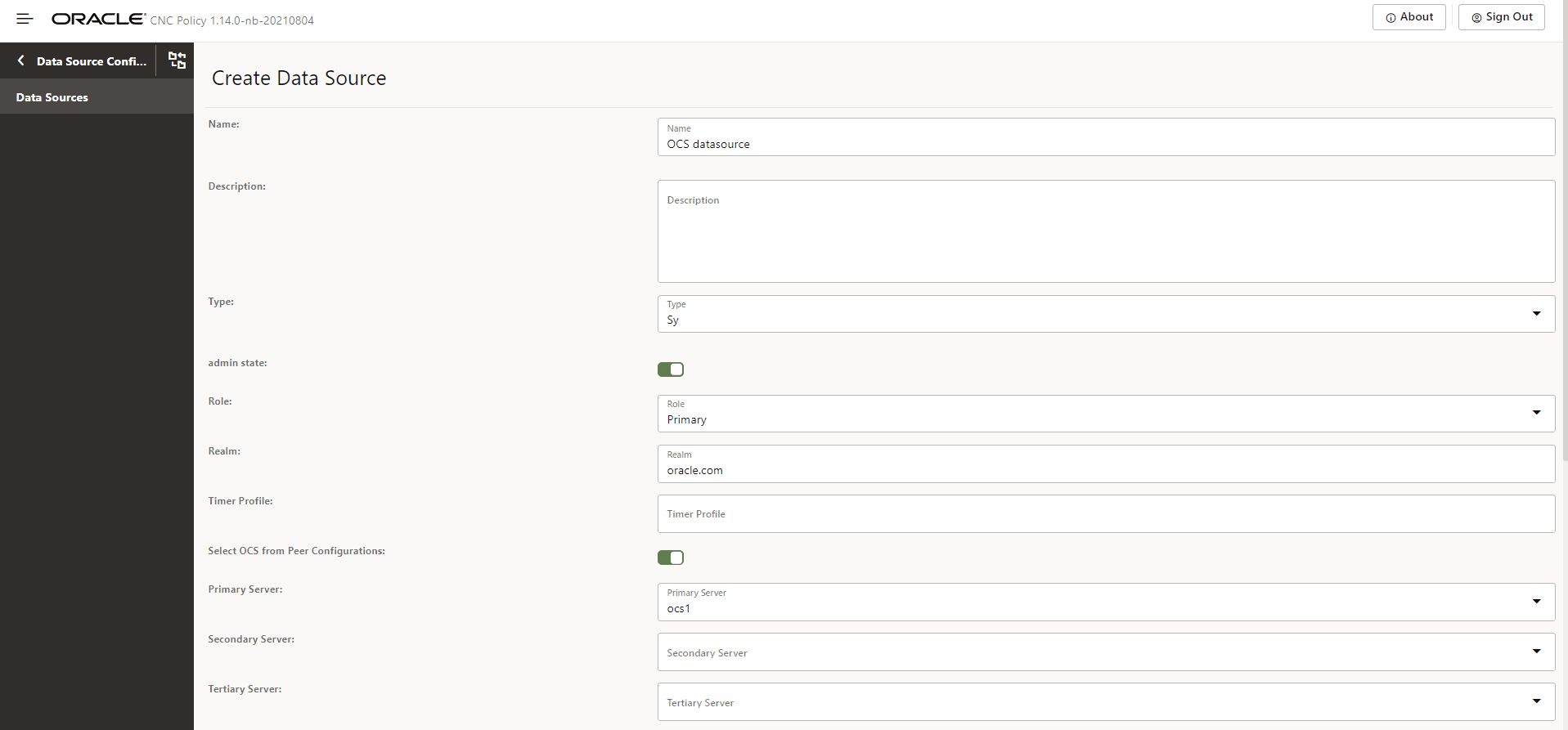 The screen capture shows how to add LDAP data source.
