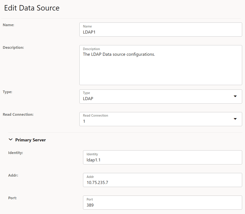 The screen capture shows how to add LDAP data source.