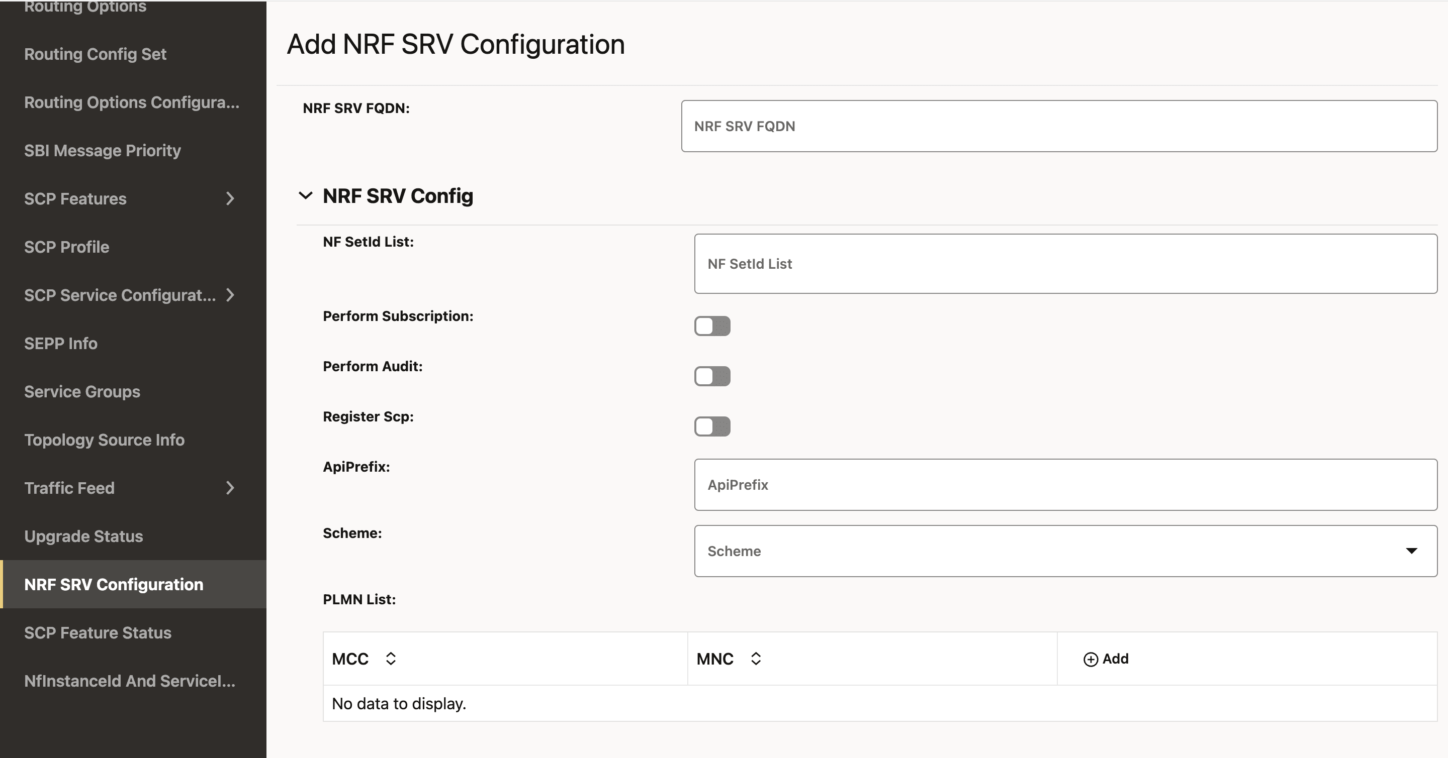 Add NRF SRV Configuration