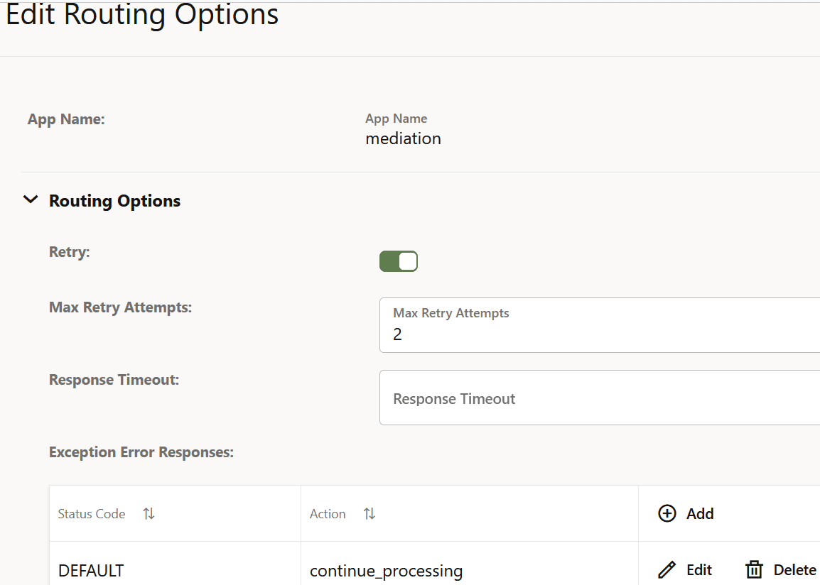 Edit Routing Options