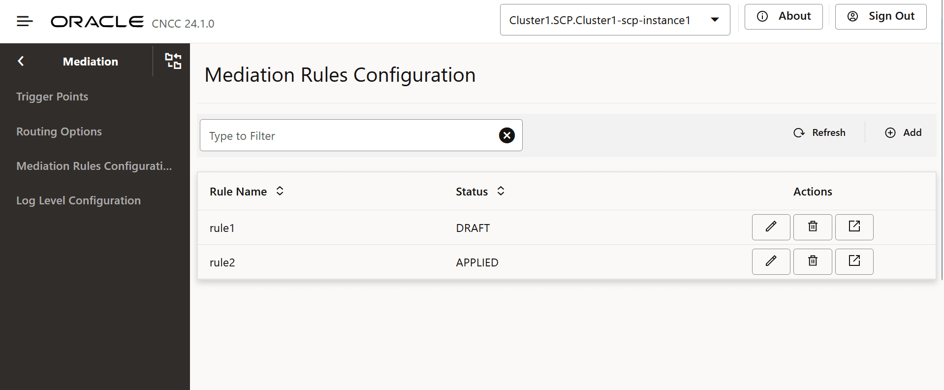 Mediation Rules Configuration