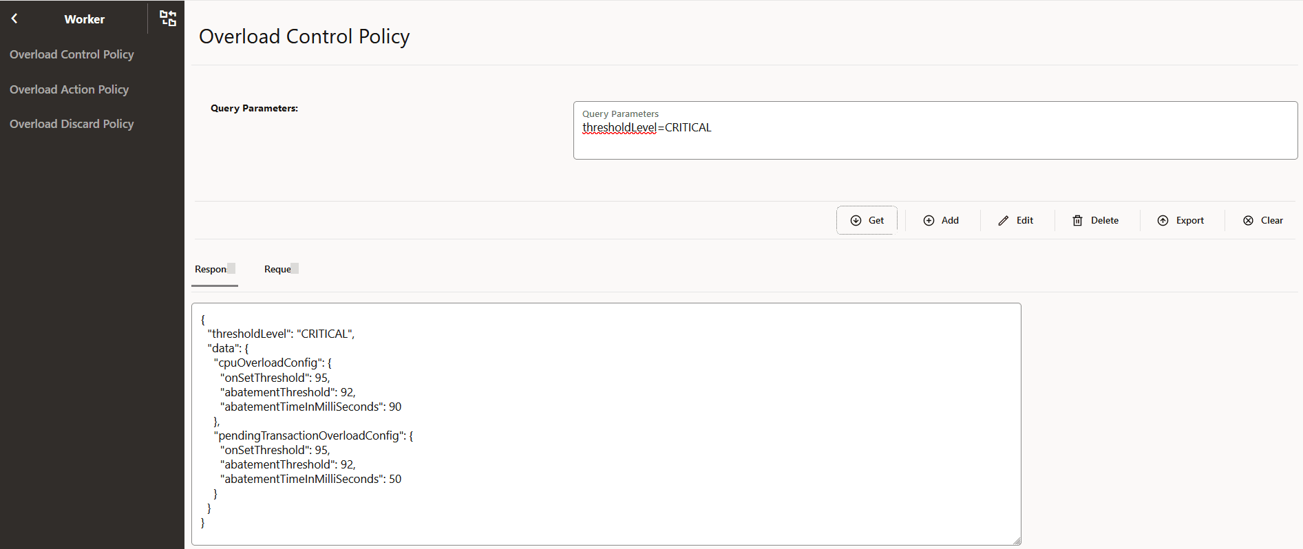 Overload Control Policy