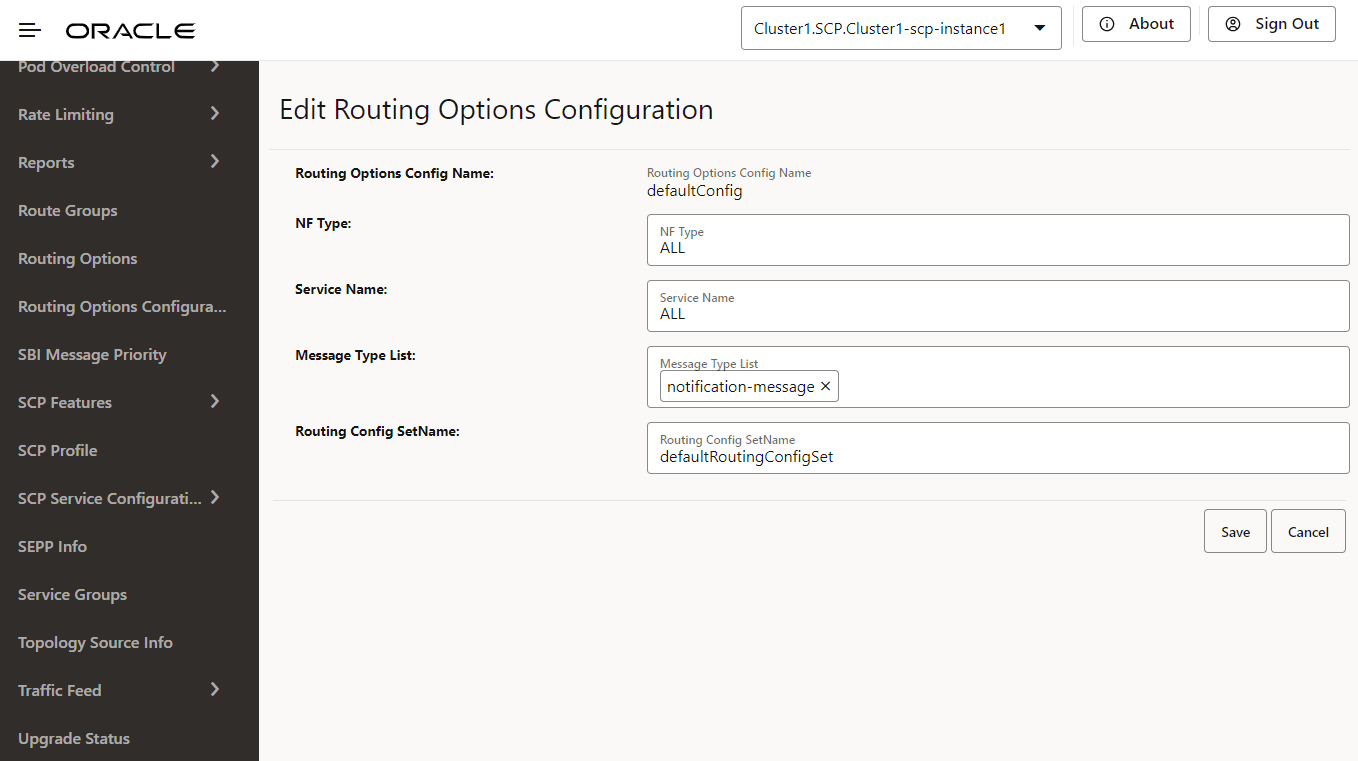 Routing Options Configuration