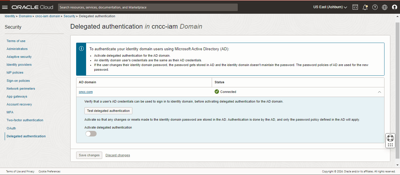 Delegated Authentication in CNC Console IAM Domain