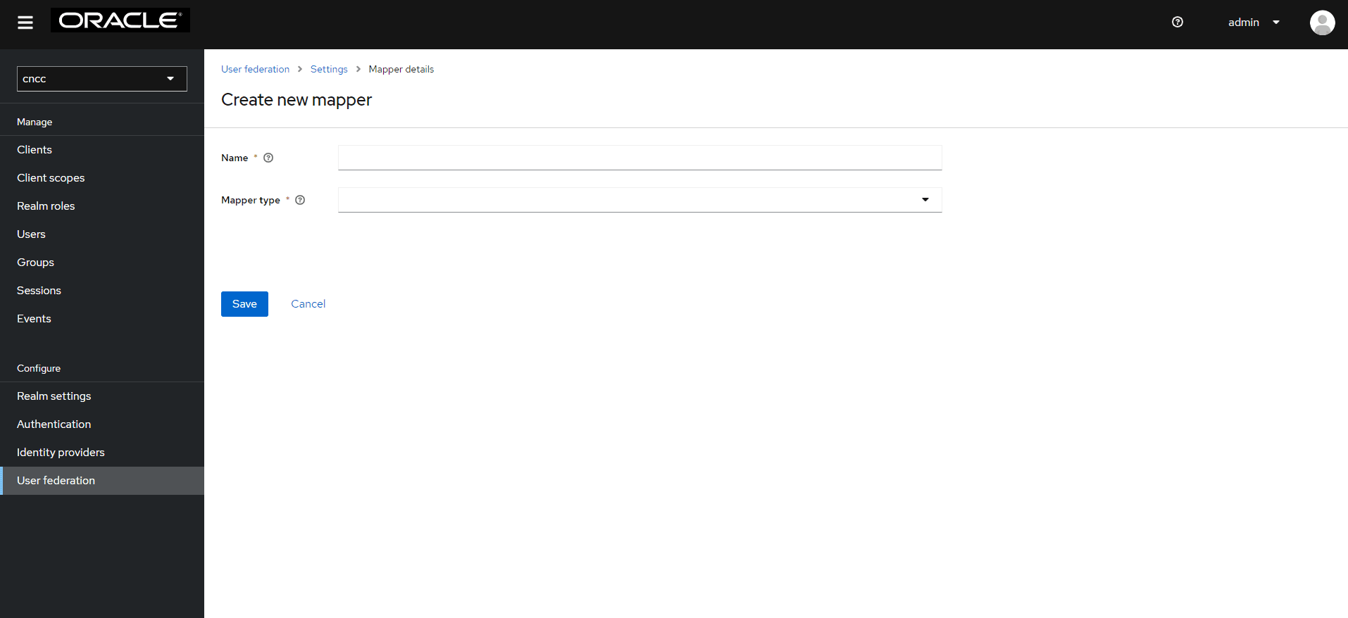 User Federation Mapper Page