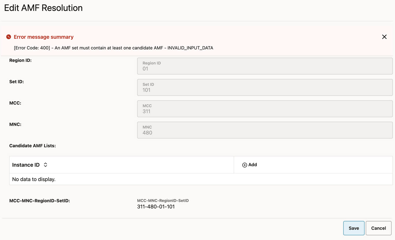 AMFlist empty error 400