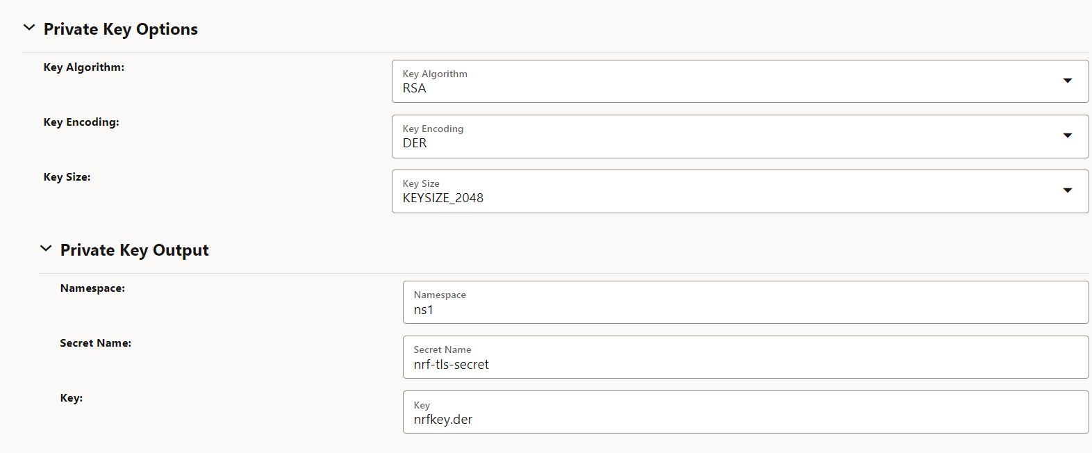 Private Key Options