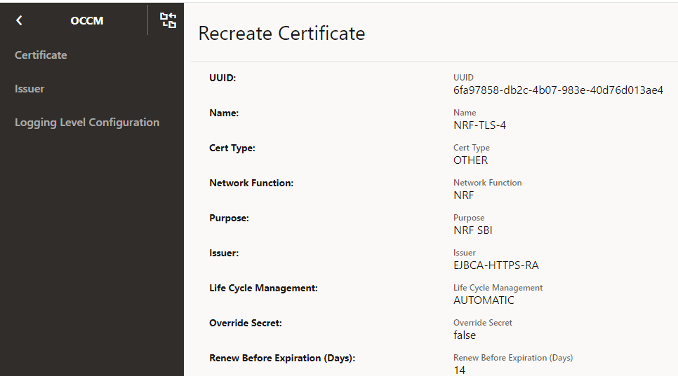Recreate Certificate Page