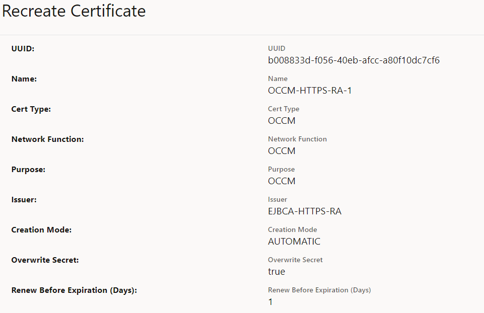 Recreate Certificate Page