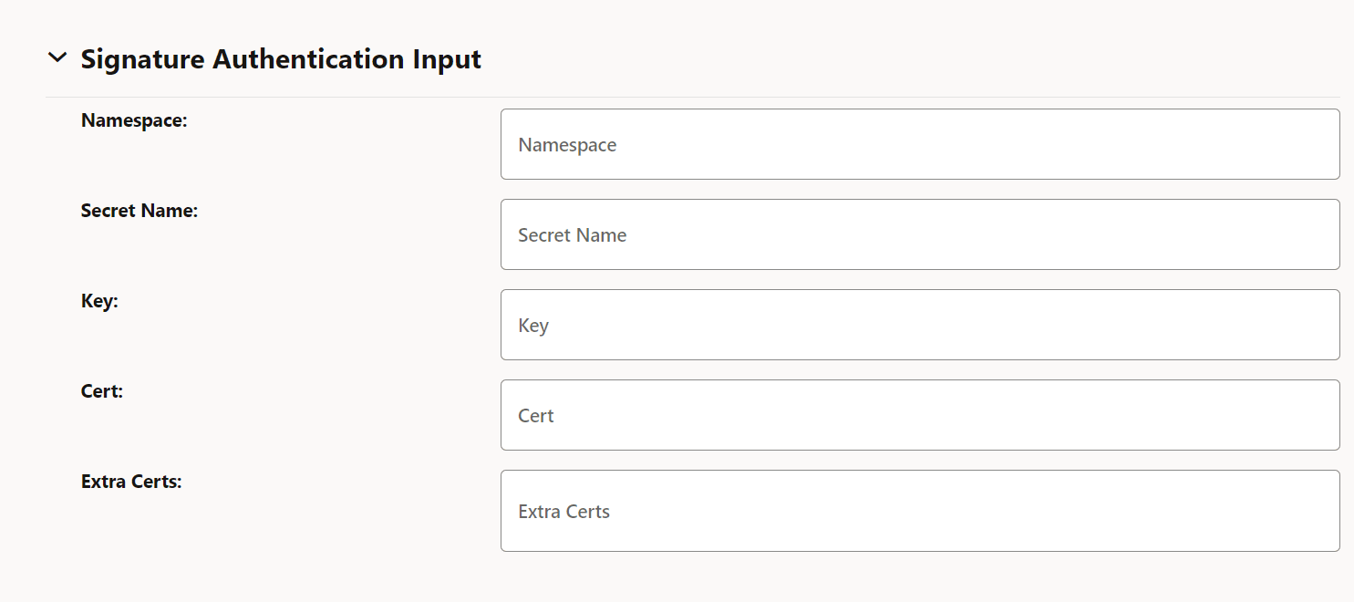 Signature Authentication Input
