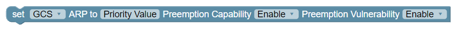set ARP settings for eMPS or GCS ARP policy action