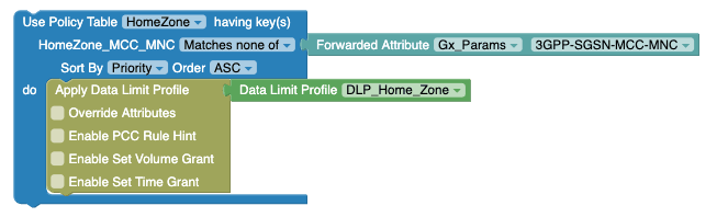 Example: Use Policy Table with Matches None Of option