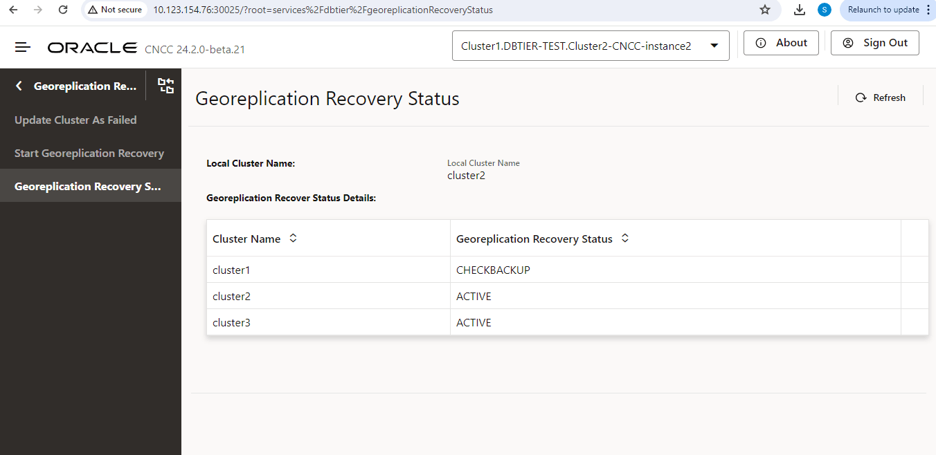 Georeplication Recovery Status